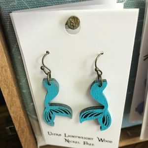 Ultra Lightweight Wooden Mermaid Tail Earrings
